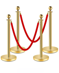 Gold Stanchion Post & Red Velvet Rope (5 ft)