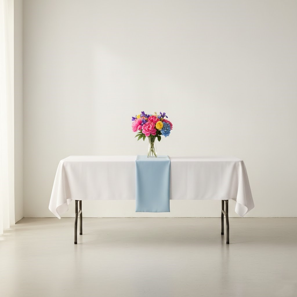 Simple white folding table rental for events, parties, and weddings in Myrtle Beach.
